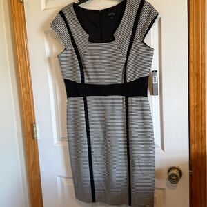 Tahari Black and White Houndstooth Dress